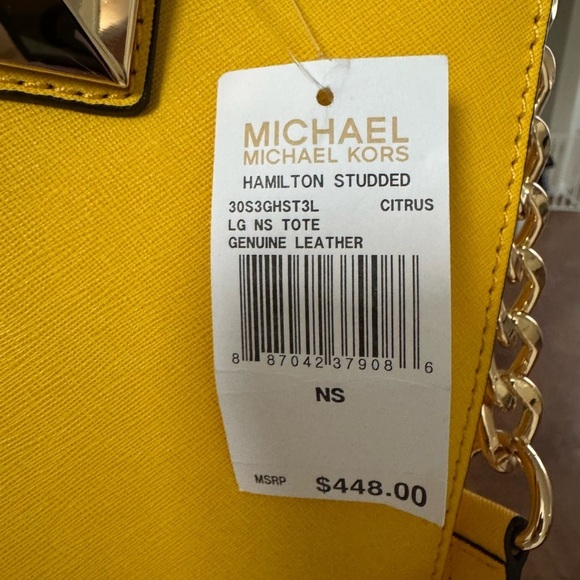 Michael Kors Pyramid Studded Citrus Hamilton Bag Large Tote  Statement Piece NWT - Picture 15 of 17